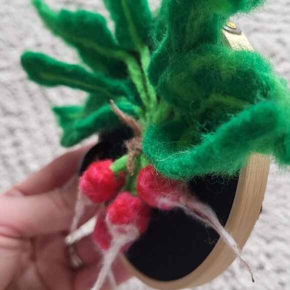 Vegetables on Embroidery Hoops | Handmade | Wool Needle Felting - Bundle of 4 - Picture 16 of 16